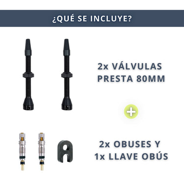 IBRIQO® Set 2 Válvulas Tubeless Presta 80mm MTB y ROAD